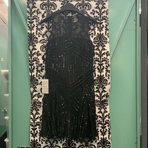 Parker Black Sequined Party Dress Size S